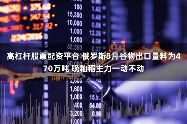 高杠杆股票配资平台 俄罗斯8月谷物出口量料为470万吨 晚籼稻主力一动不动